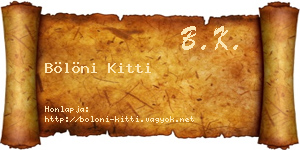 Bölöni Kitti névjegykártya